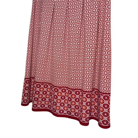 Max Studio Women’s Large Sleeveless Sheath Dress Red White Pleated Stretch - Picture 3 of 7